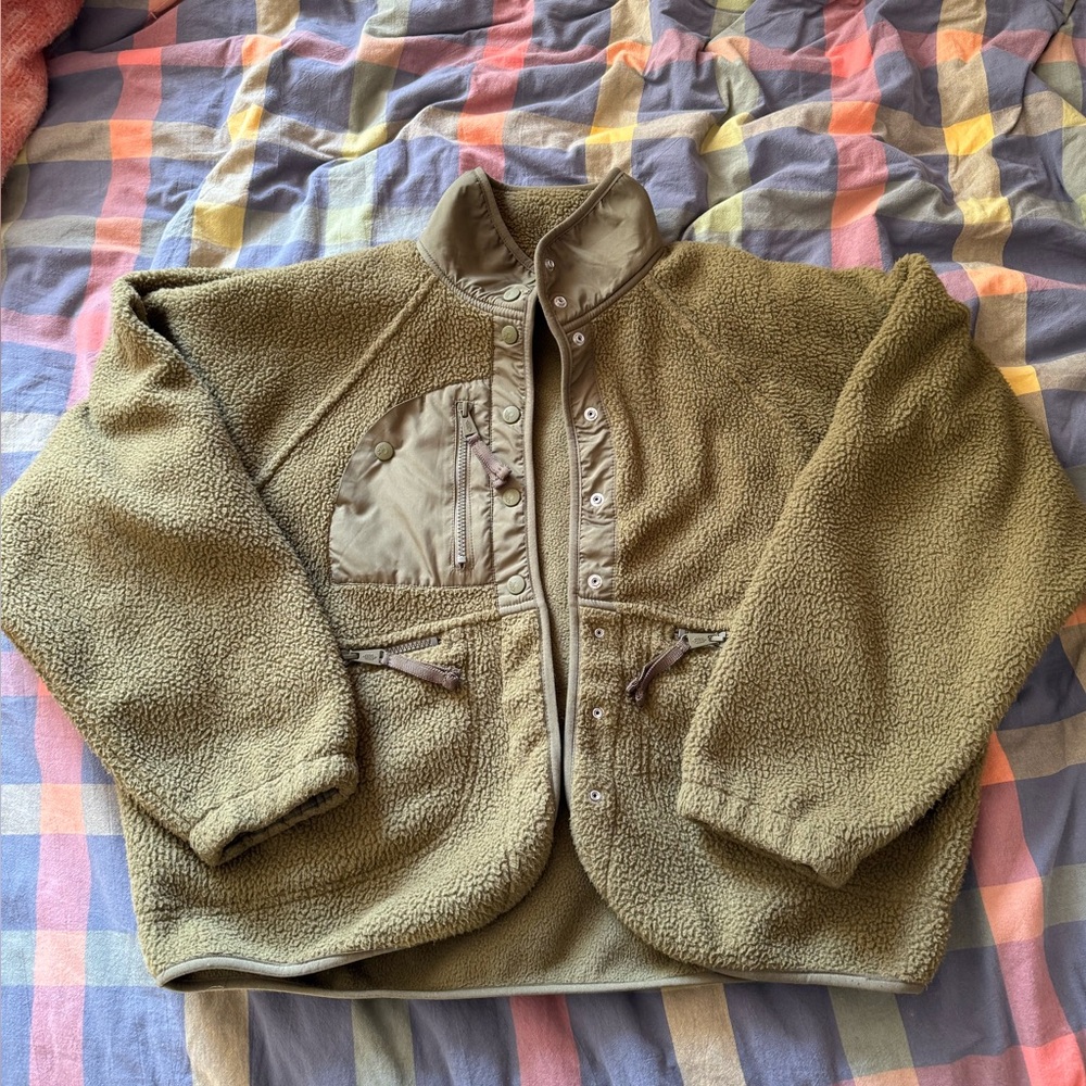 Free people hit the slopes fleece/sherpa jacket